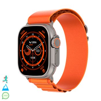 Smartwatch Dam Trail Dam8 Con Pantalla De 2 Pulgadas Hr Y Función Always-on. Widgets Personalizables. Correa De Nylon. 4,9x1,1x4,3 Cm. Color: Naranja