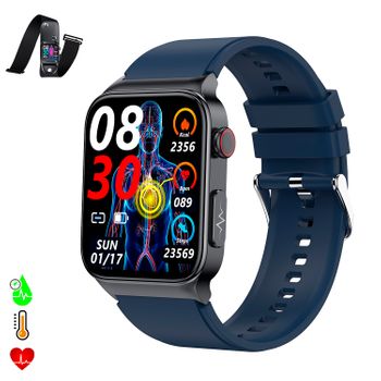 Smartwatch Dam E500 Con Detección De Glucosa En Sangre, Monitor De Tensión Y O2. Ecg Con Medición En Pecho. Pantalla De 1,8. 4,4x1,2x3,5 Cm. Color: Azul Oscuro