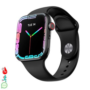 Smartwatch Dam  T900 Pro 8 Con Pantalla De 1,8 Hr, Monitor Cardiaco Y De O2 En Sangre. Varios Modos Deportivos, Notificaciones De Apps. 4,8x1,3x5 Cm. Color: Negro