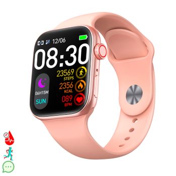 Smartwatch Dam T900 Pro 8 Con Pantalla De 1,8 Hr, Monitor Cardiaco Y De O2 En Sangre. Varios Modos Deportivos, Notificaciones De Apps. 4,8x1,3x5 Cm. Color: Rosa