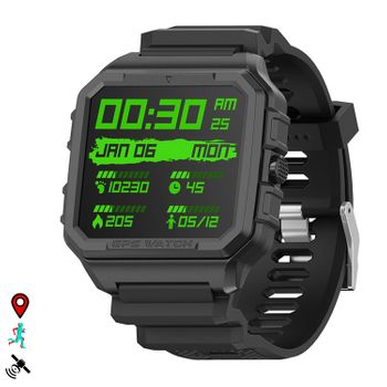 Smartwatch Dam X2 Con Gps, Monitor Cardiaco Y De O2 En Sangre, Brújula. Varios Modos Deportivos, Sumergible, Notificaciones De Apps. 4,4x1,2x4,8 Cm. Color: Negro