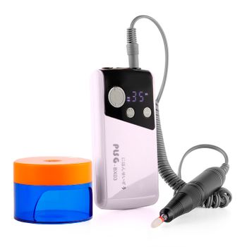 Pulidora De Uñas Dam Con Batería Recargable De 2000mah, Hasta 35.000rpm. Velocidad Regulable. Incluye 1 Cabezal De Pulido Y Lámapara Uv De Secado. 13x7x3 Cm. Color: Rosa Claro