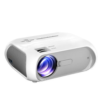 Proyector Damlcd  T9 Wifi, Fhd1080, Duplicación De Pantalla Para Ios Y Android. Conexión Usb, Hdmi Y Av. De 40 A 140 Pulgadas, 1800 Lm. Con Mando A Distancia. 26x20,5x9 Cm. Color: Blanco