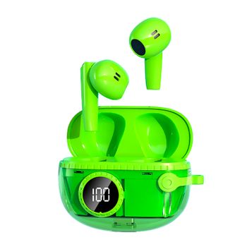 Auriculares Dam Tws M25 Con Modo Música Y Modo Gaming De Baja Latencia, Pantalla Indicadora De Carga. Base De Carga 300 Mah. 6x2,5x4,5 Cm. Color: Verde