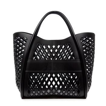 Bolso Shopper Libelulla Villamar Cesta. De Pvc Perforado Diseño Exclusivo 28x20x28 Cm. Color: Negro