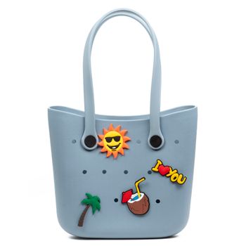 Bolso Shopper De Playa Libelulla Villapoma, De Goma Eva Con Asas Largas Y Charm Decorativos 34x10x28 Cm. Color: Azul Océano