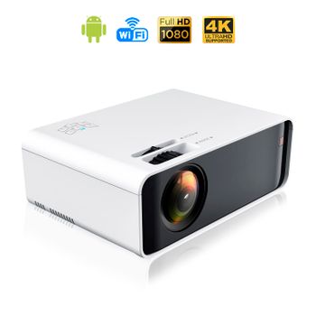 Video Proyector Dam Led W80 Con Wifi Y Android 6.0 Incorporado. Full Hd1080p, Soporta 4k. De 27 A 200 Pulgadas, Brillo 8000 Lm, Altavoz Incorporado. 21x14,5x8,5 Cm. Color: Blanco