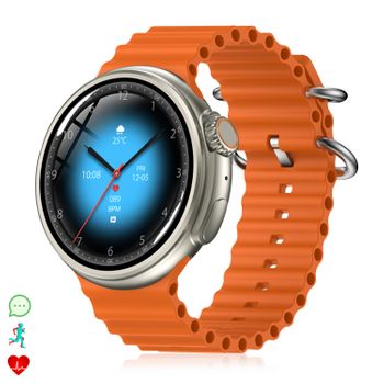 Smartwatch Dam Z78 Ultra Con Corona Multifunción Inteligente, Widgets Personalizables, Acceso Directo A Siri. Termómetro, O2 Y Tensión. 5,2x1,2x5 Cm. Color: Naranja