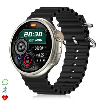 Smartwatch Dam Z78 Ultra Con Corona Multifunción Inteligente, Widgets Personalizables, Acceso Directo A Siri. Termómetro, O2 Y Tensión. 5,2x1,2x5 Cm. Color: Negro