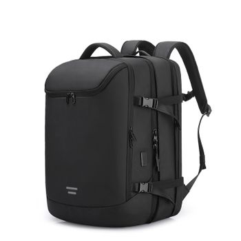 Mochila Dam Expandible 36l/50l Con Capa Impermeable, Porta Laptop 17,3". Toma Usb Exterior. 51x24x34 Cm. Color: Negro