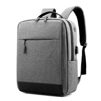 Mochila Dam Multi Compartimento Porta Laptop 15,6". Alta Resistencia. Toma Usb Externa, Salida De Auriculares. 30x12x40 Cm. Color: Gris