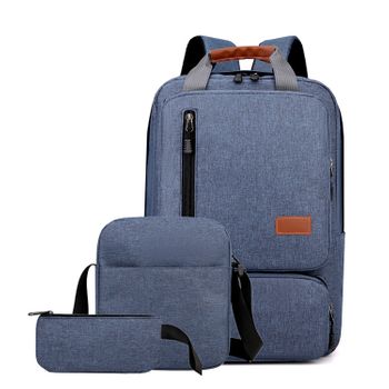 Conjunto Mochila Multi Compartimento Dam, Porta Laptop 15,6" + Bandolera + Neceser. 29x14x41 Cm. Color: Azul