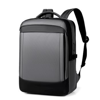 Mochila Multi Compartimento Dam, Porta Laptop 15,6". Doble Toma Usb Externa. Capa Impermeable. Adaptable A Trolley. 29x16x39 Cm. Color: Gris