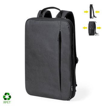 Mochila Extensible Dam Weiter Porta Laptop, Para Tablet De 10 Pulgadas Y Portátil De 15 Pulgadas. Materiales Reciclados. 31,5x16x42 Cm. Color: Negro