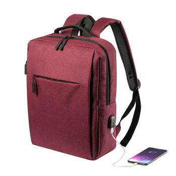 Mochila Dam Conexión Usb. Acolchada. Bolsillo Acolchado Para Portátil 15" 31x40x13 Cm. Color: Rojo