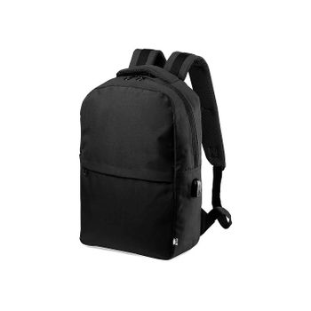 Mochila Dam Conexión Usb. Bolsillo Acolchado Para Portátil Y Tablet. Parte Trasera Y Cintas Acolchadas 29x43x13 Cm. Color: Negro