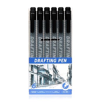 Dam Rotuladores Fineliner Con Puntas Surtidas, 6 Bolígrafos Negros Con Micro Delineador (0,2 Mm-0,6 Mm), Bolígrafos De Dibujo Técnico, Bolígrafos De Ilustración 1,5x1x14 Cm. Color: Negro