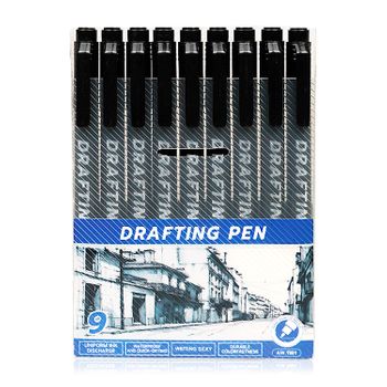 Dam Rotuladores Fineliner Con Puntas Surtidas, 9 Bolígrafos Negros Con Micro Delineador (0,2 Mm-0,9 Mm), Bolígrafos De Dibujo Técnico, Bolígrafos De Ilustración 1,5x1x14 Cm. Color: Negro