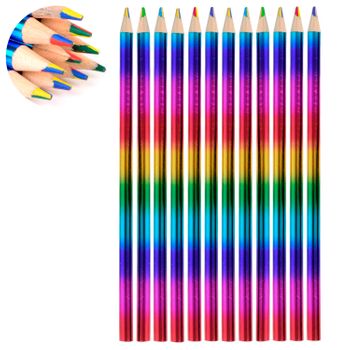 Set 12 Lapiceros Dam Madera Magic Rainbow 0,5x0,5x17 Cm. Color: Multicolor