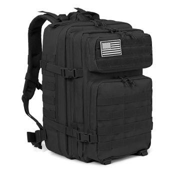 Mochila Táctica Militar Dam De 45 Litros Con Sistema Molle De Gran Capacidad E Impermeable. Perfecta Para Emergencias, Días De Caza, Senderismo Y Acampadas. 33x29x45 Cm. Color: Negro