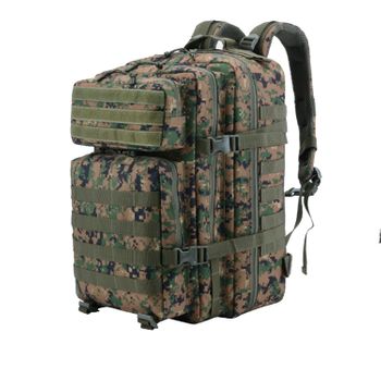 Mochila Táctica Militar Dam De 45 Litros Con Sistema Molle De Gran Capacidad E Impermeable. Perfecta Para Emergencias, Días De Caza, Senderismo Y Acampadas. 33x29x45 Cm. Color: Camuflaje Verde