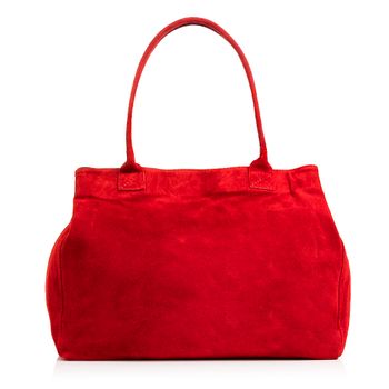 Bolso Shopper Firenze Artegiani Annagrazia Mujer.piel Auténtica Gamuza   Fabricado En Italia 40x20x30 Cm. Color: Rojo