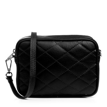 Riñonera  Firenze Artegiani Serafina De Moda Unisex.piel Auténtica Sauvage Acolchado Fabricado En Italia 19x7x14 Cm. Color: Negro