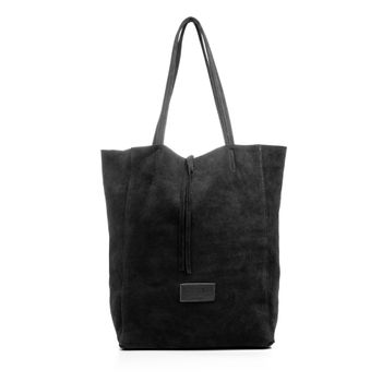 Bolso Shopper Firenze Artegiani Sefora Mujer.piel Auténtica Gamuza   Fabricado En Italia 29x14x35 Cm. Color: Negro