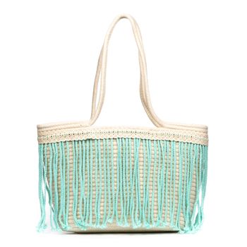 Bolso Shopper Iria Quintana Isernia Mujer. Tejido Algodón Bouclé   48x14x26 Cm. Color: Blanco Roto