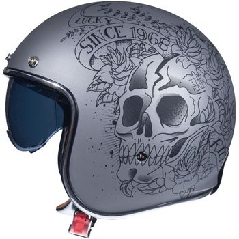 Casco Mt Of507sv Le Mans 2 Sv Skull & Roses A2 Gris Mate Xs