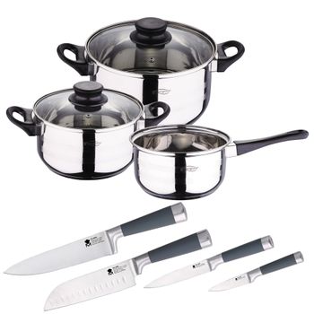 Set Cocina: Batería Sip 5 Piezas Y 4 Cuchillos Variados.