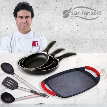 Sip Set 3 Sartenes + Plancha Grill + 3 Utensilios San Ignacio.