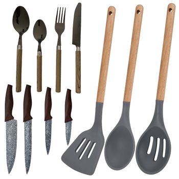 Juego De Utensilios De Cocina + 4 Cuchillos De Acero Inoxidable San Ignacio Daimiel