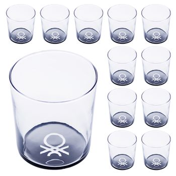 Set 12 Vasos De Vidrio Decorados, Casa Benetton 33 Cl.