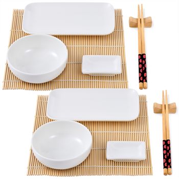 Set Sushi De 12 Piezas  Porcelana / Bambú / Madera Bergner Foodies Bicolor