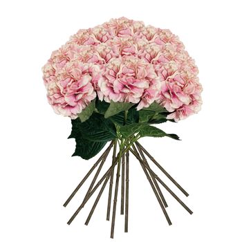 Pack De 12 Ramos De Hortensias Wellhome Con Tacto Natural 88cm Rosa