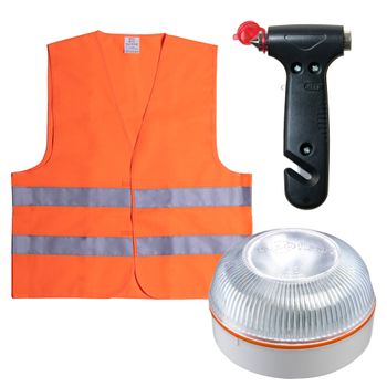 Luz Emergencia Help Flash Con Chaleco Reflectante, Martillo Seguridad