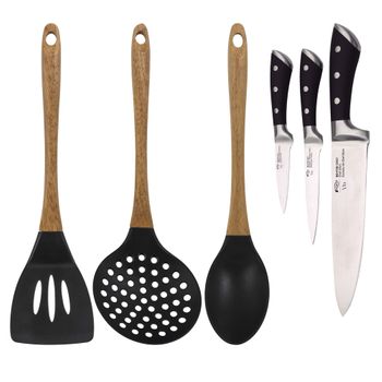 Pack 3 Cuchillos San Ignacio Vita Con 3 Utensilios De Cocina Foodies