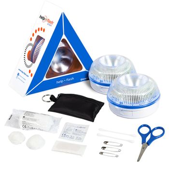 2 Luces Emergencia V16 Help Flash Smart Y Funda Llavero Primeros Auxilios