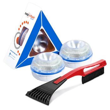 2 Luces Emergencia V16 Homologada Help Flash Smart Con Rascador De Hielo