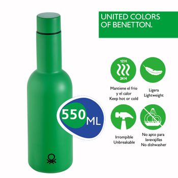 Termo Y Botella Benetton  Acero Inoxidable 400ml Y 550ml Verde