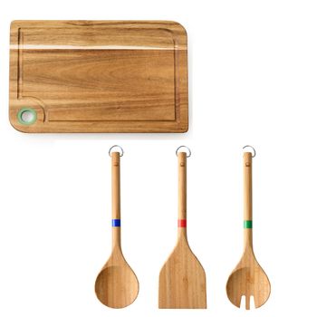 Tabla De Corte+utensilio De Cocina Bambú Benetton 33x23x1,5cm Madera