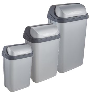 Pack De 3 Cubos De Basura Con Tapa Deslizante Rasmus 10/25/50 Litros En Color Plateado