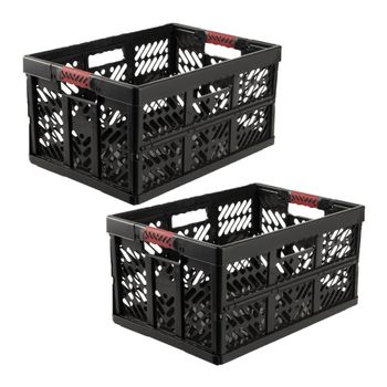 2 Cajas Robustas Plegables Con Asas Plástico Keeeper Ben 32l Grafito