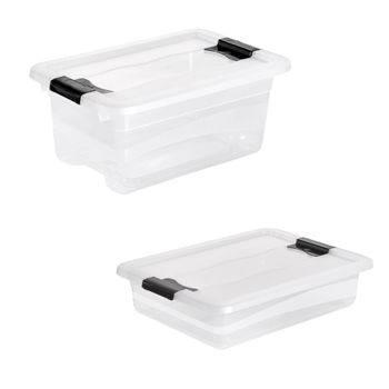 2 Cubos Almacenaje Con Tapa Plástico Keeeper Cornelia 4/7l Transparente