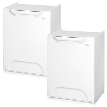 2 Papeleras De Reciclaje Polipropileno Wellhome Eco-logico 40l Blanco