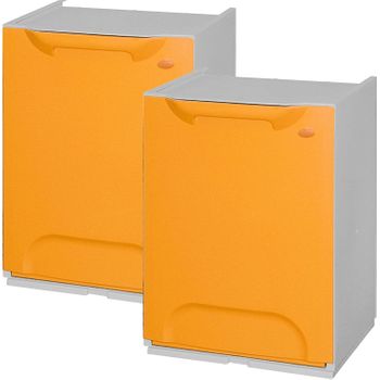 Set De 2 Papeleras De Reciclaje En Polipropileno Naranja, Con Depósito 20l