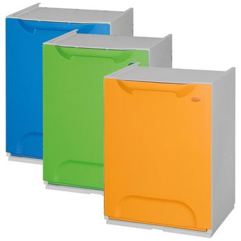 3 Papeleras Reciclaje Polipropileno Wellhome Eco-logico 60l Multicolor