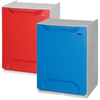 Set De 2 Papeleras De Reciclaje En Polipropileno Rojo Y Azul, Con Depósito 20l