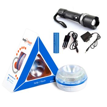 Luz Emergencia V16 Homologada Help Flash Smart Con Linterna Y Cargador